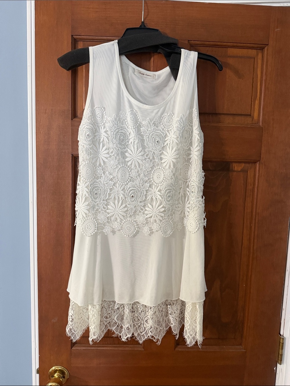 Simply Couture White Lace Overlay Tank Dress